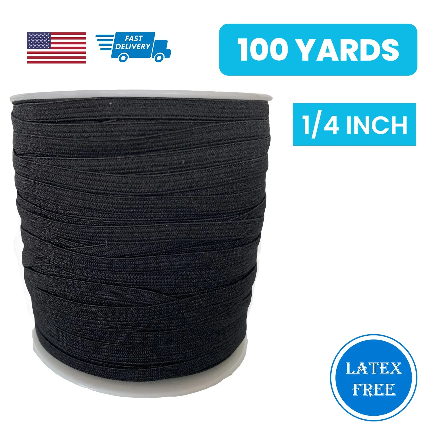 1/4" Elastic Black - 100 yards