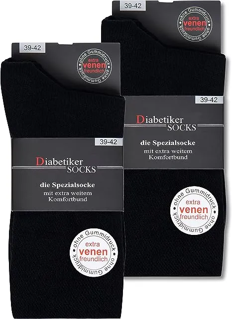 6-Pair Pack of Diabetic Socks for Men & Women - Comfort Band, Non-Binding, Seamless, 97% Cotton