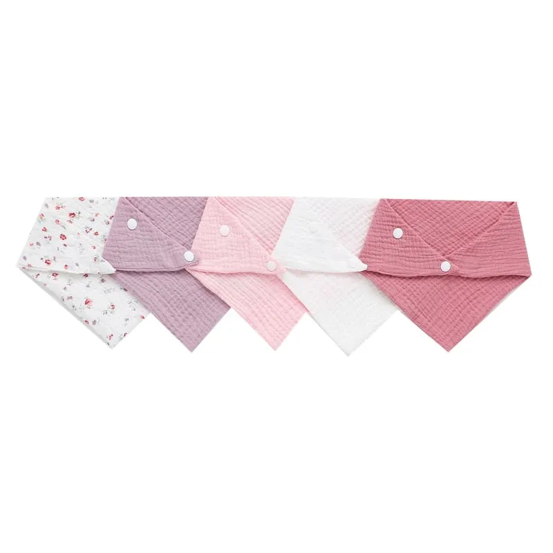 Baby Cotton Triangle Scarf Bib For Burp Cloth & Bandana (3pcs & 5Pcs Sets)