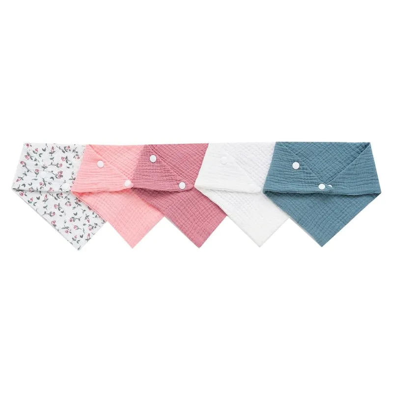 Baby Cotton Triangle Scarf Bib For Burp Cloth & Bandana (3pcs & 5Pcs Sets)