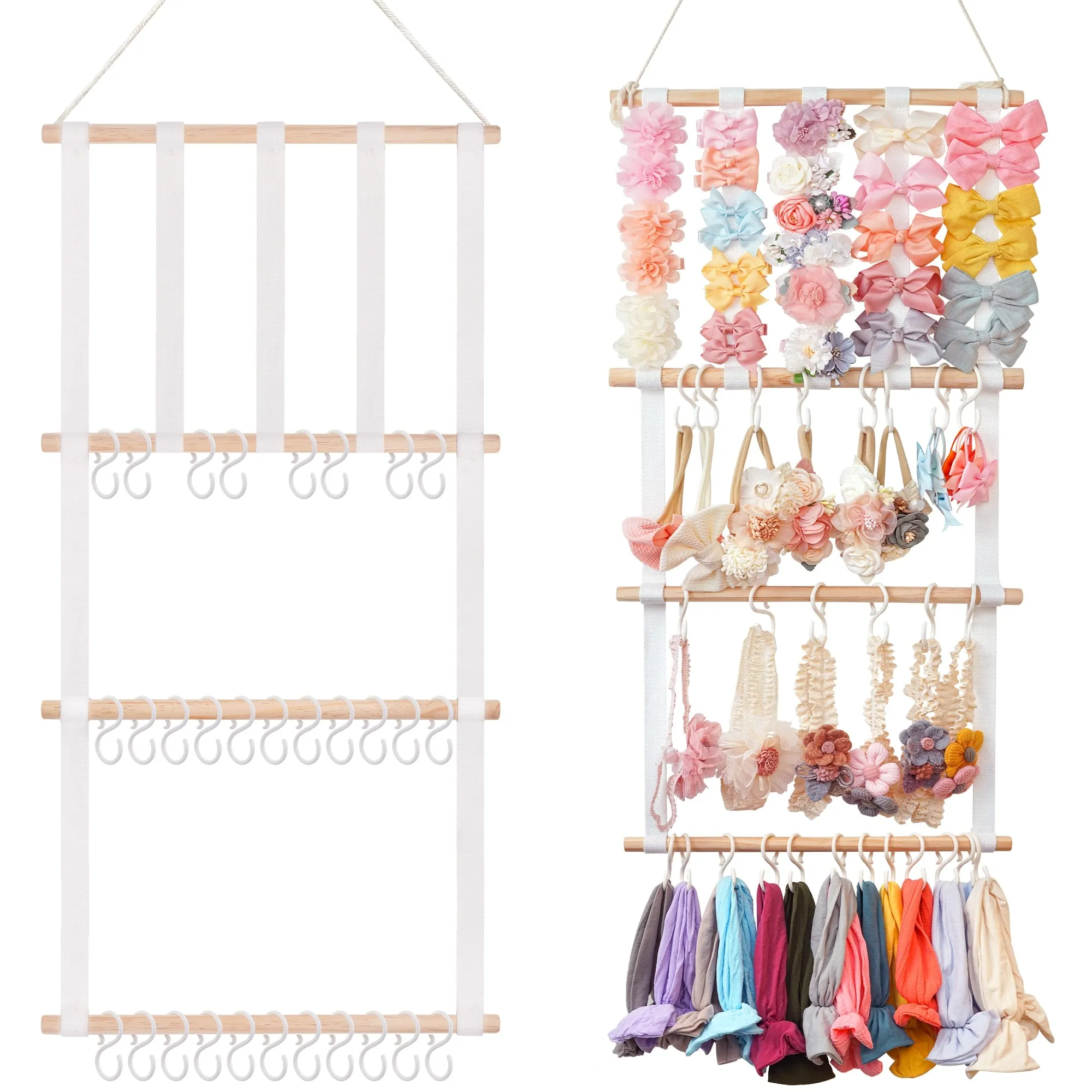 Baby Hair Accessory Hanging Storage Display (60  headbands & 40  bow clips