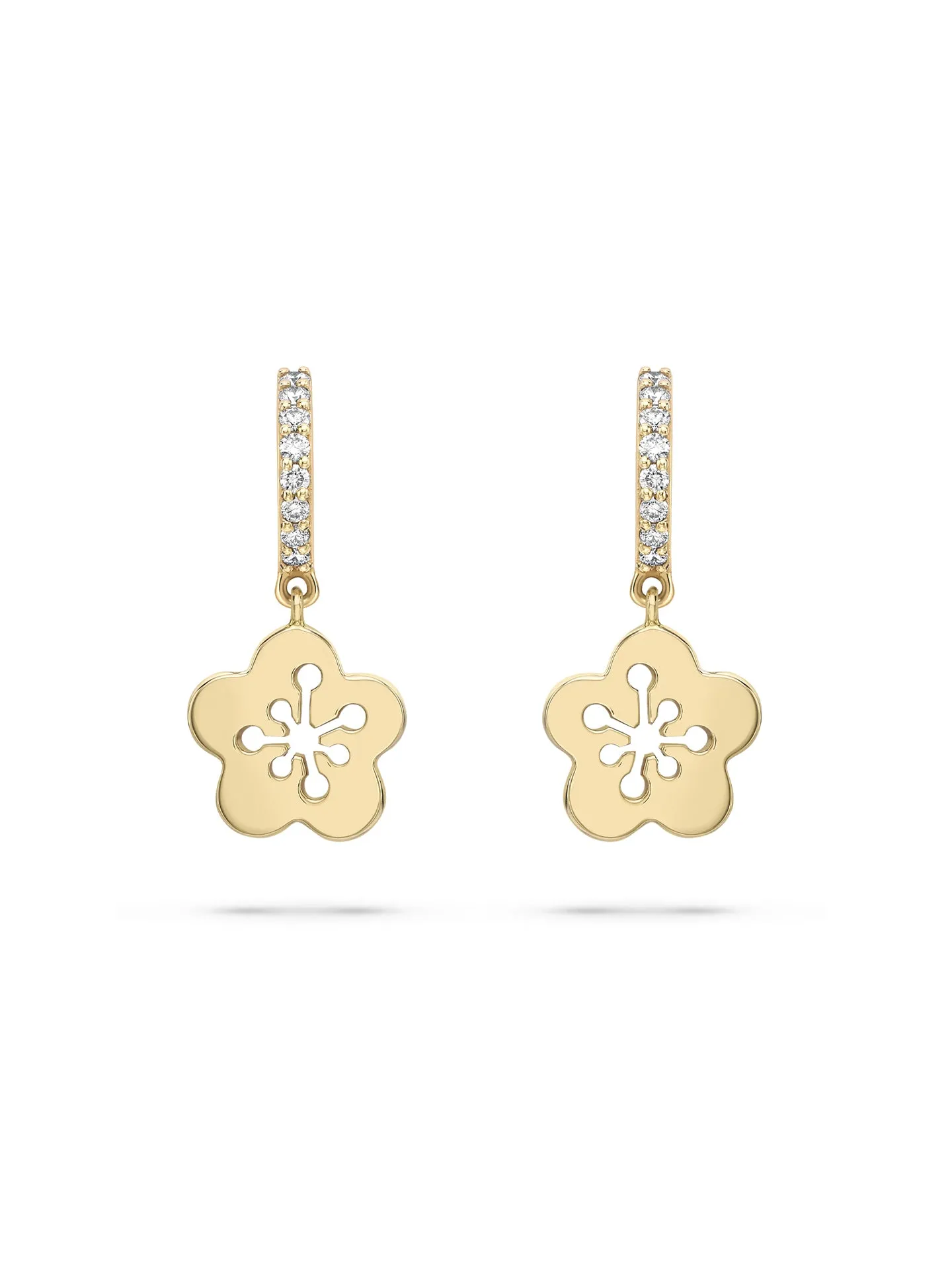 Blossom Mini Yellow Gold Diamond Drop Earrings