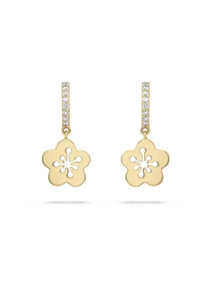 Blossom Mini Yellow Gold Diamond Drop Earrings