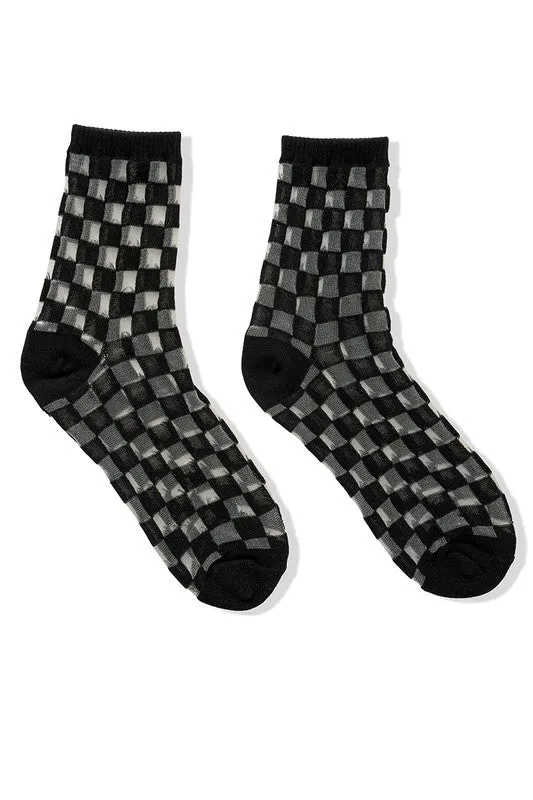 Checkered Sheer Mesh Socks