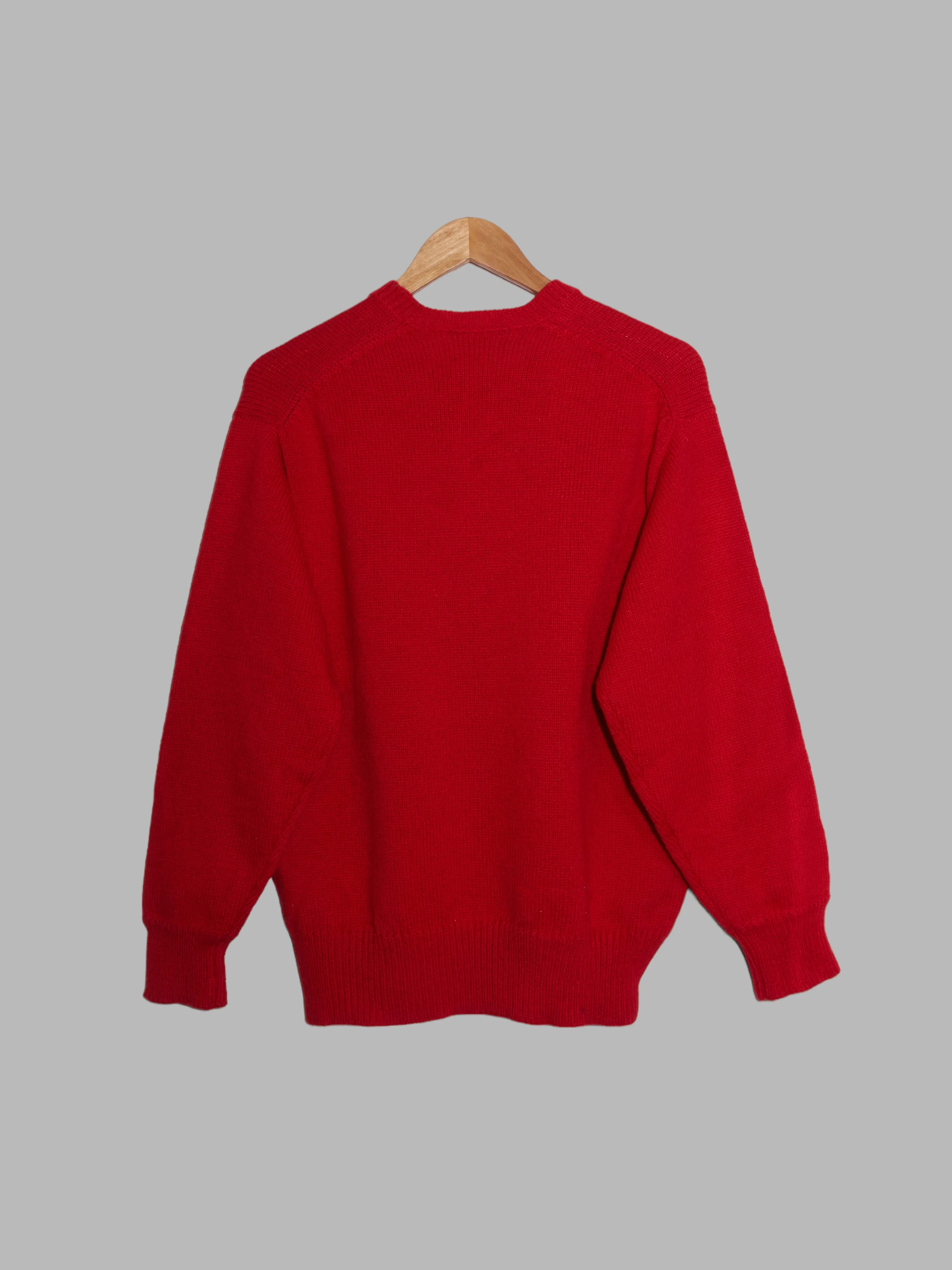 Comme des Garcons Homme 1980s red wool knitted crew neck jumper