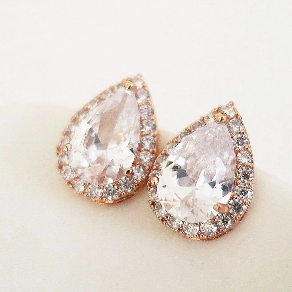 CZ Drop Stud Earrings