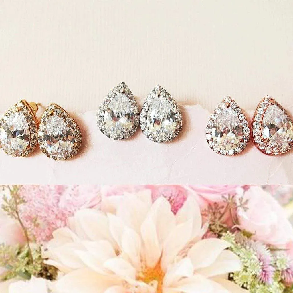 CZ Drop Stud Earrings