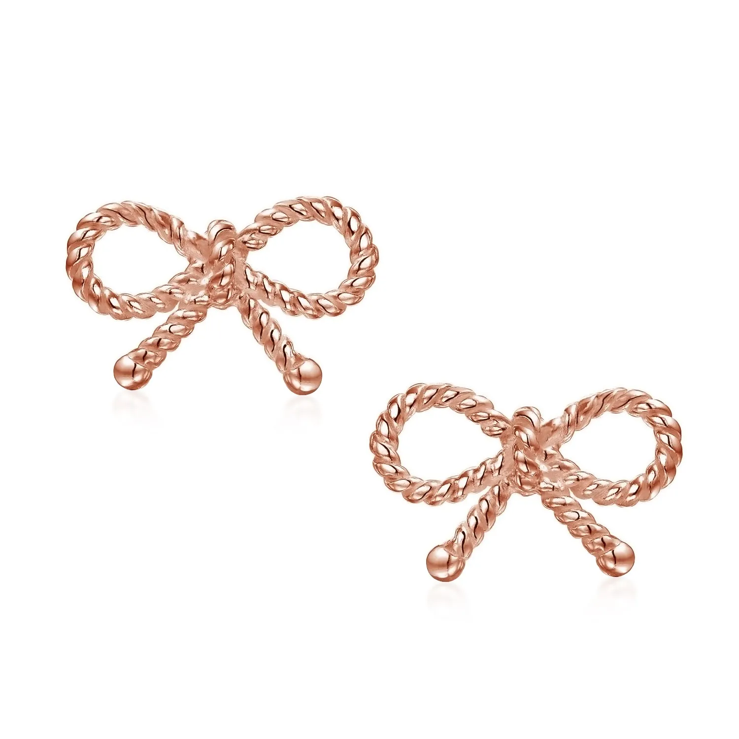 Delicate Rose Gold Sterling Silver Bow Stud Earrings - Perfect Birthday Gift