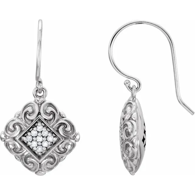 Diamond Vintage Scroll Earrings