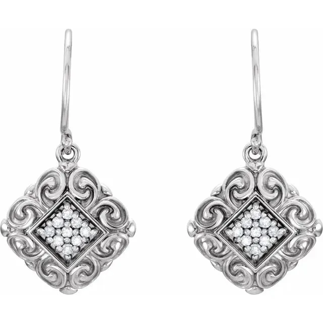 Diamond Vintage Scroll Earrings