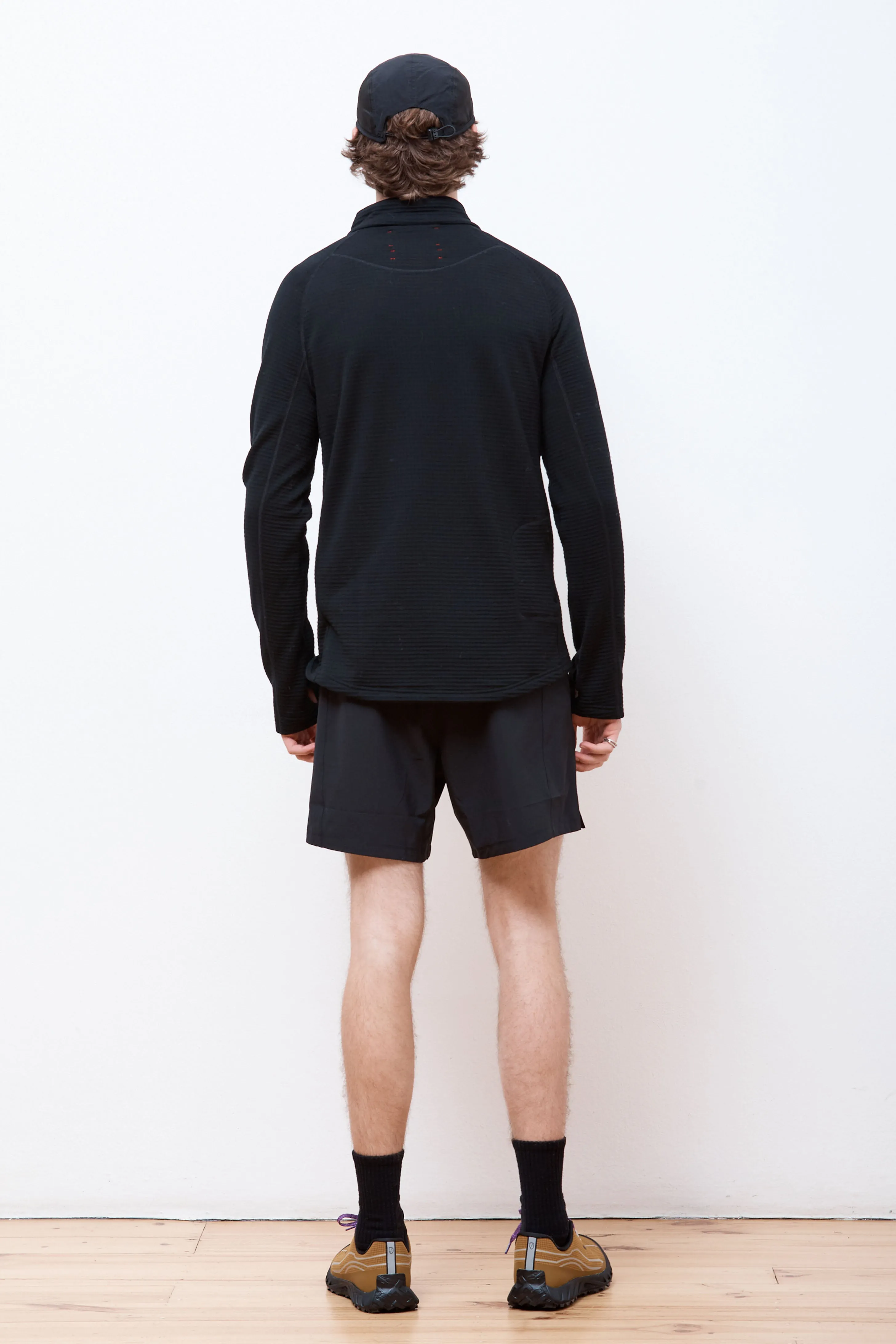 Half-Zip Merino Grid Fleece Black