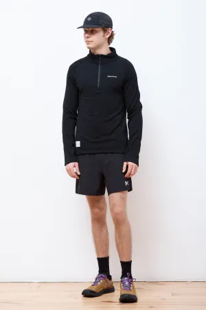 Half-Zip Merino Grid Fleece Black