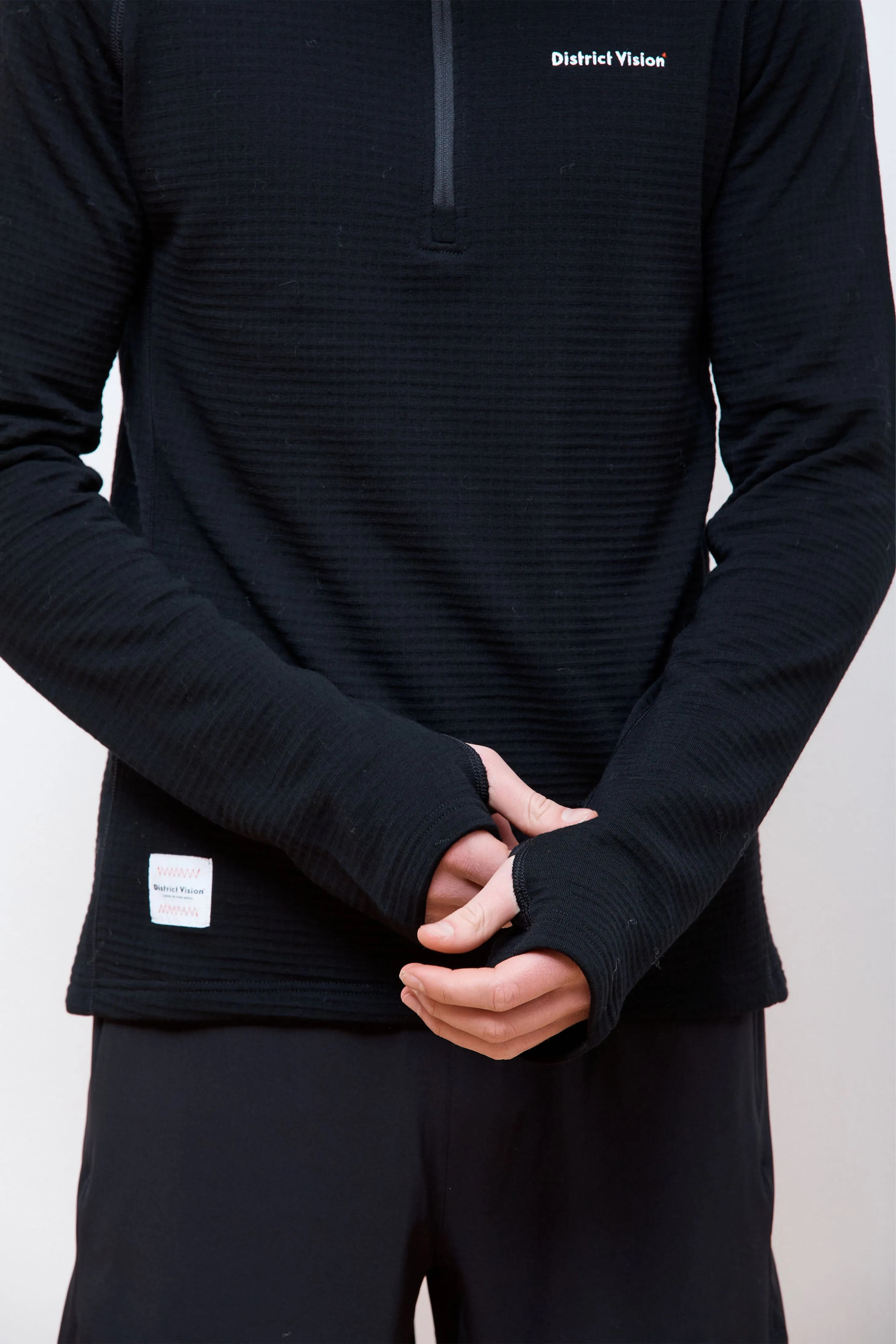 Half-Zip Merino Grid Fleece Black