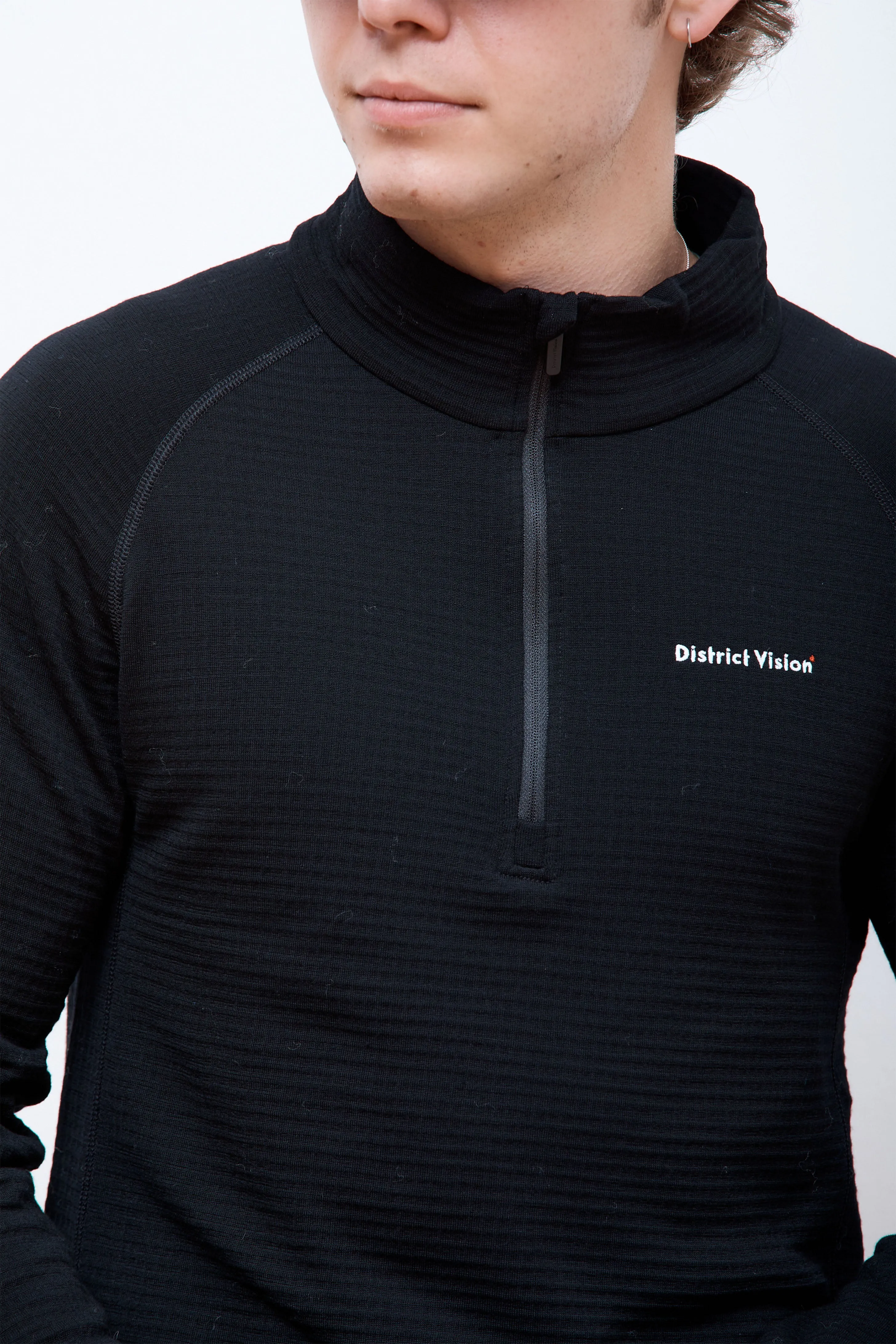 Half-Zip Merino Grid Fleece Black