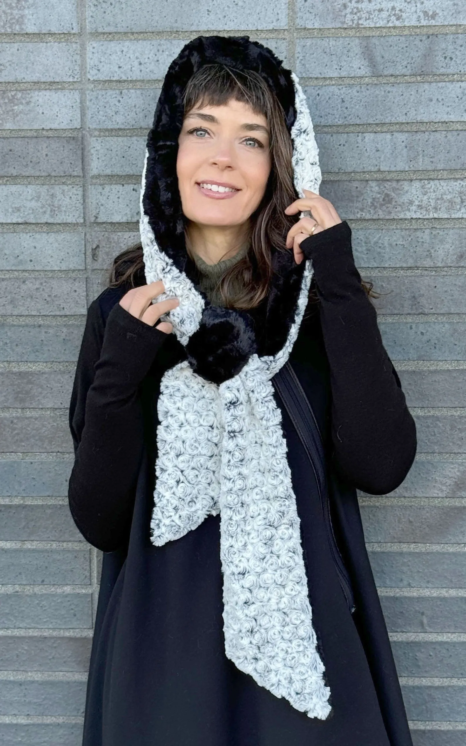 Hoody Scarf - Rosebud Faux Fur with Cuddly Fur - Sold Out!