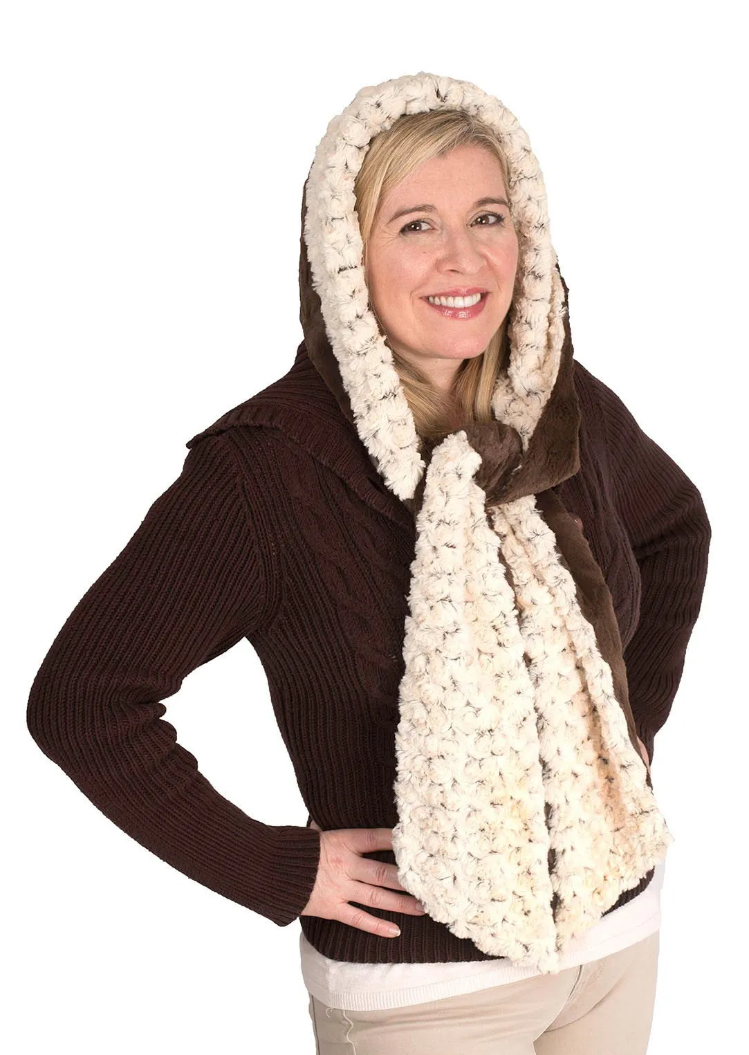 Hoody Scarf - Rosebud Faux Fur with Cuddly Fur - Sold Out!