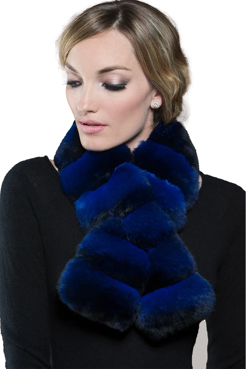 Horizontal Pull Through Chinchilla Fur Scarf