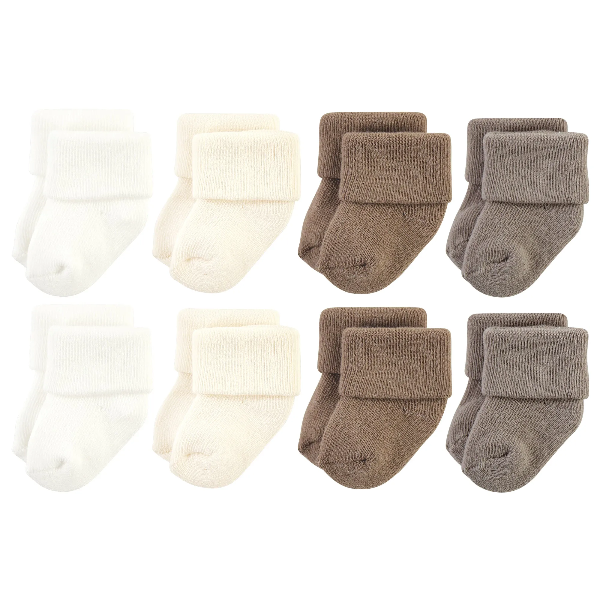 Hudson Baby Cotton Rich Newborn and Terry Socks, Solid Beige Brown