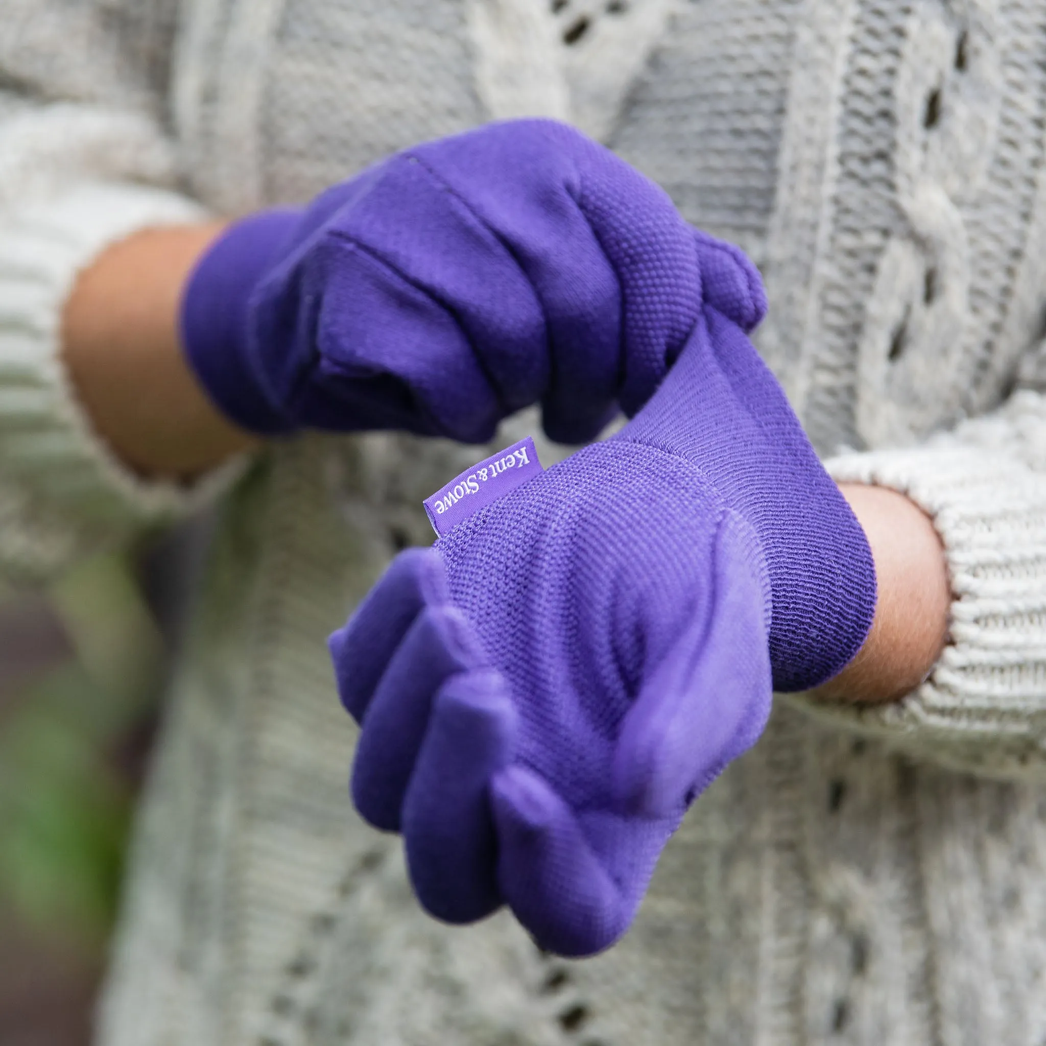 Kent & Stowe Purple Jersey Cotton Grip Gloves