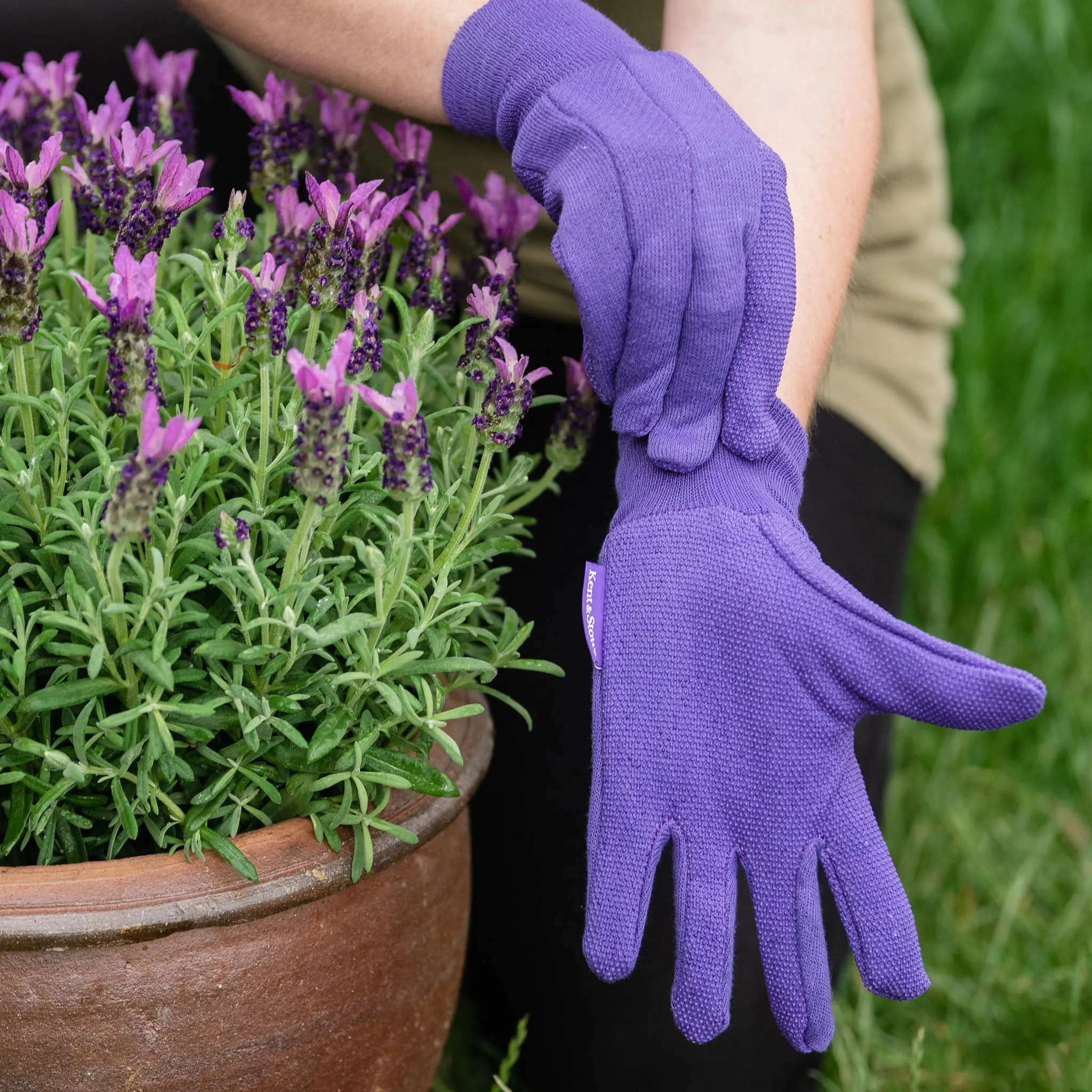 Kent & Stowe Purple Jersey Cotton Grip Gloves