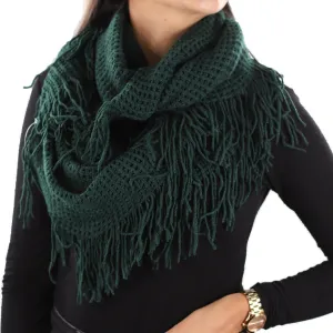 La Fiorentina | Infinity Knitted Fringed Muffler - Forest Emerald