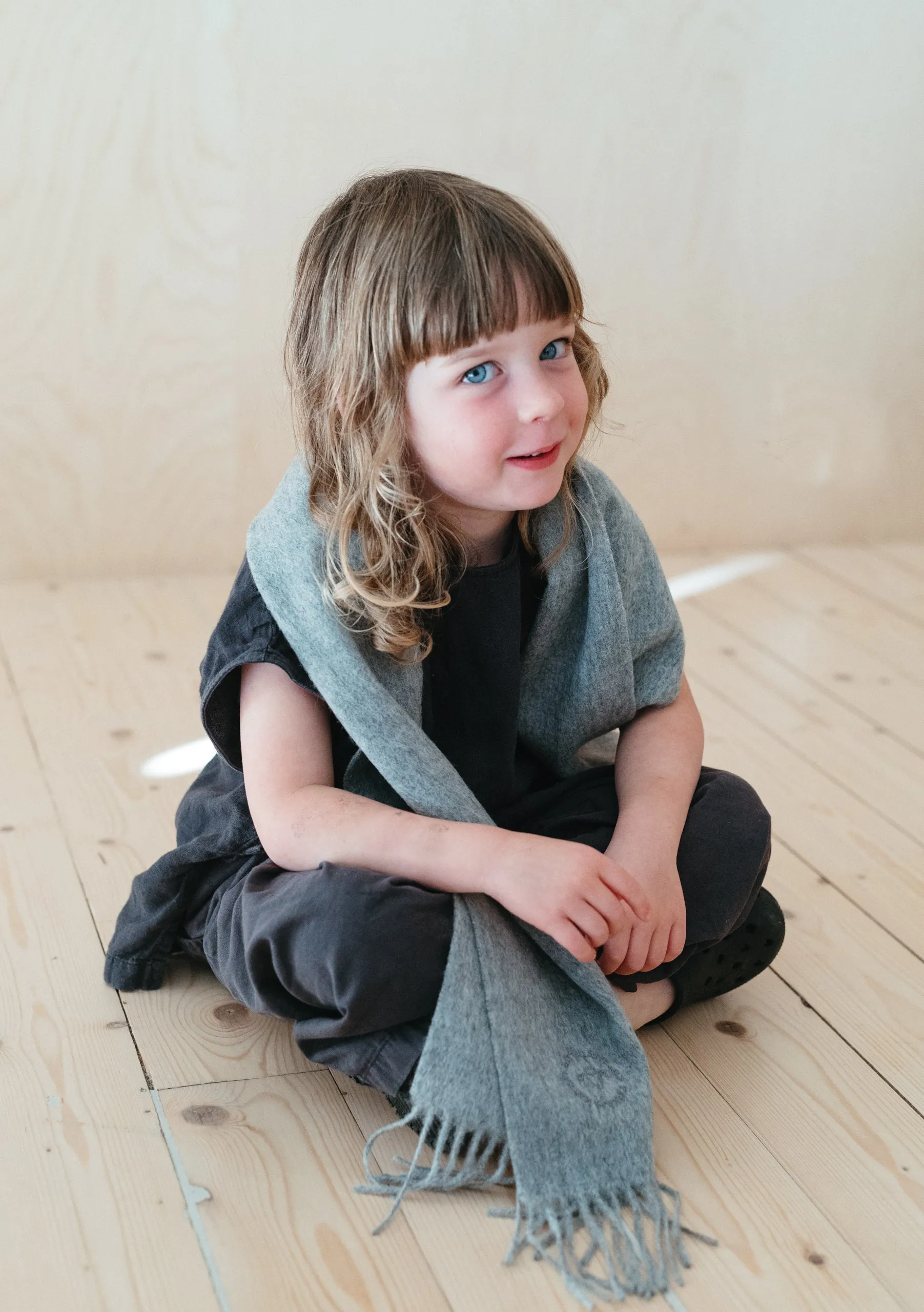 Lambswool Kids Scarf in Grey Melange