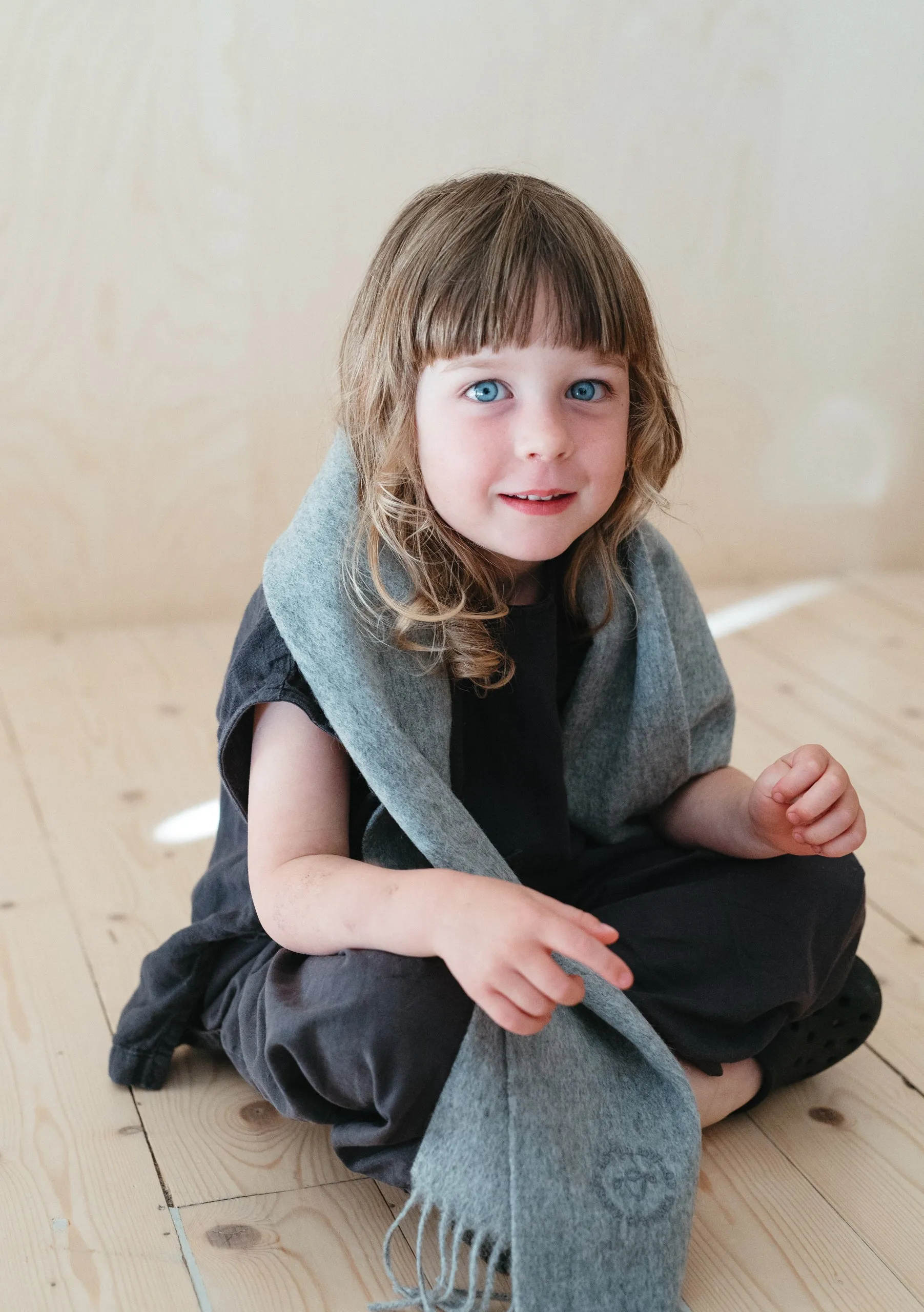 Lambswool Kids Scarf in Grey Melange