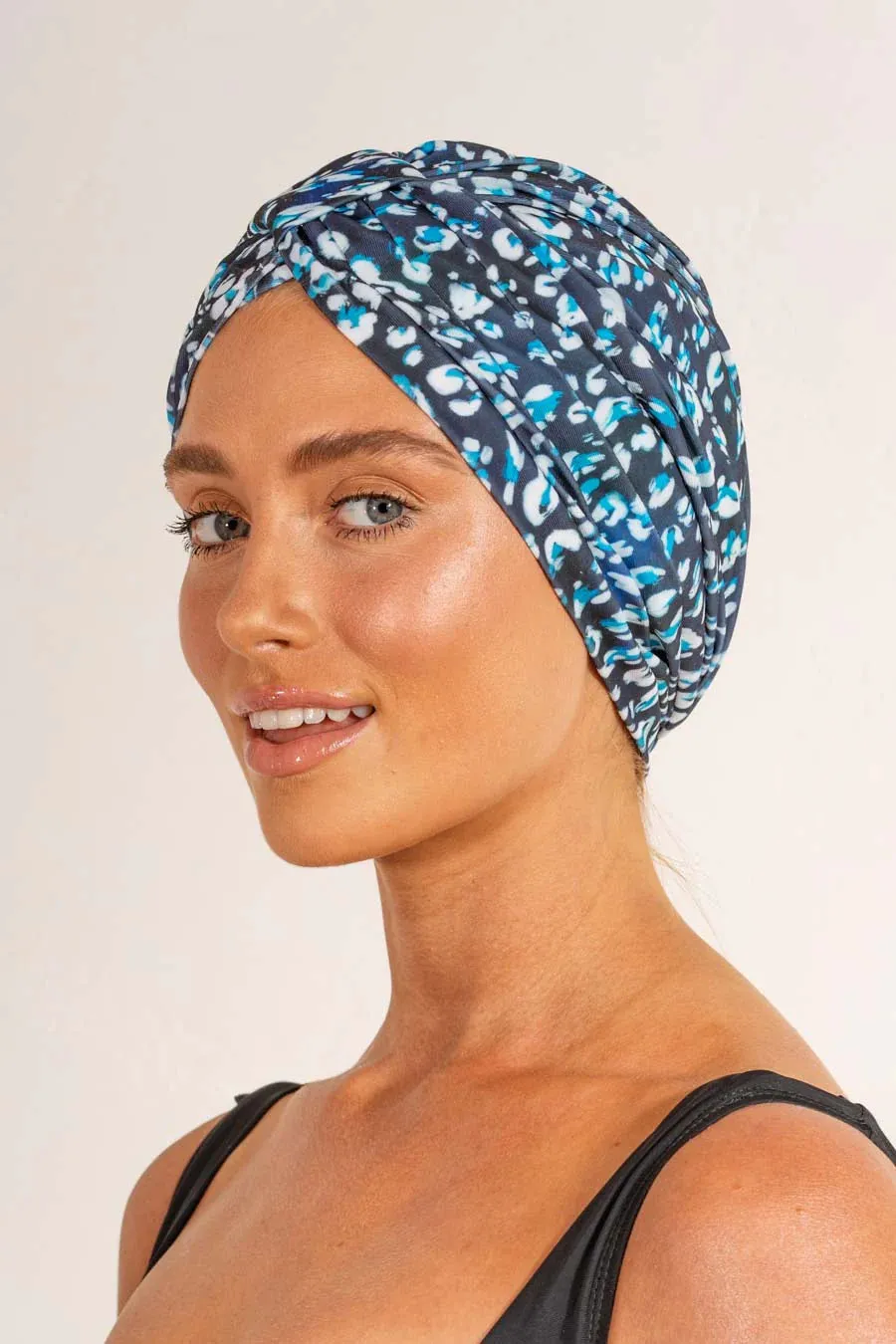 LOUVELLE - AMELIE Shower Cap - Denim Leopard