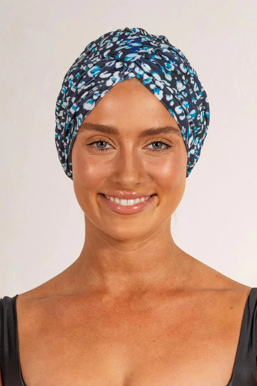 LOUVELLE - AMELIE Shower Cap - Denim Leopard