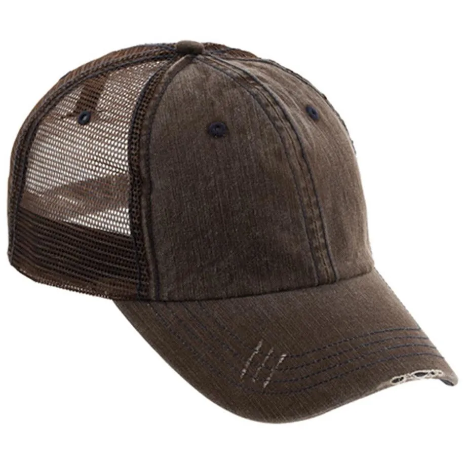 Low Profile Herringbone Cotton Twill Soft Mesh Trucker Hats