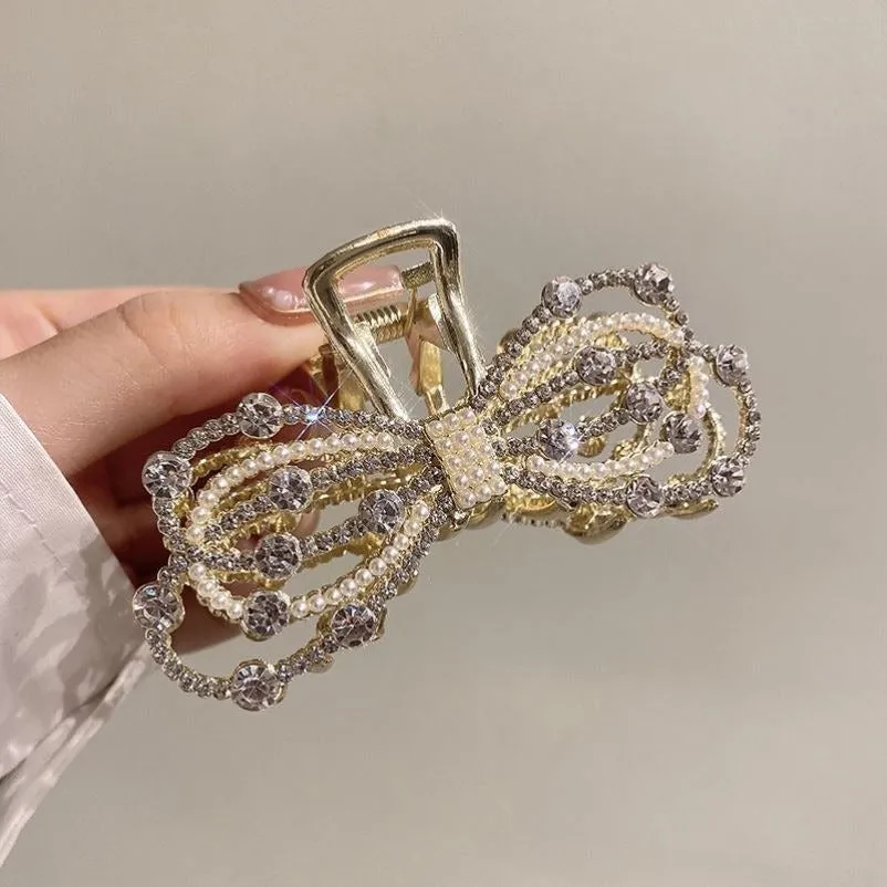 Luxury Rhinestones and Pearls Elegant Hair Claw Clip Collection