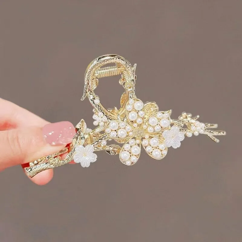 Luxury Rhinestones and Pearls Elegant Hair Claw Clip Collection