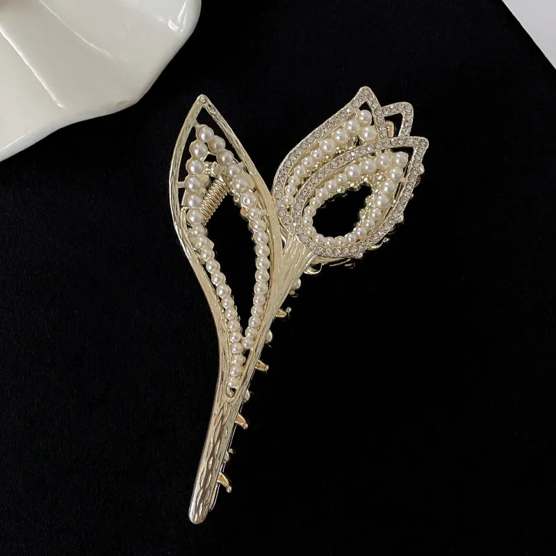 Luxury Rhinestones and Pearls Elegant Hair Claw Clip Collection