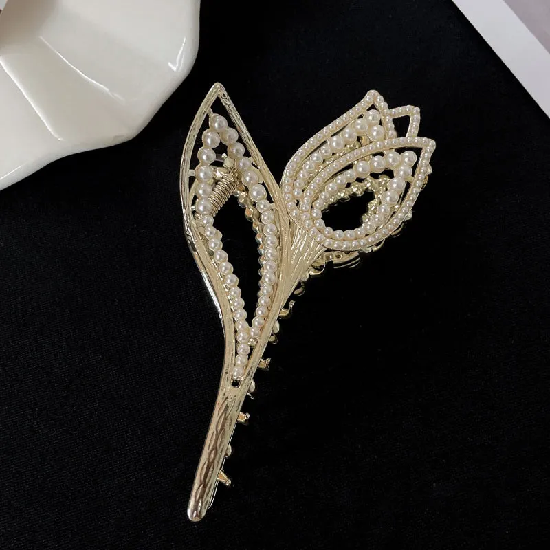 Luxury Rhinestones and Pearls Elegant Hair Claw Clip Collection