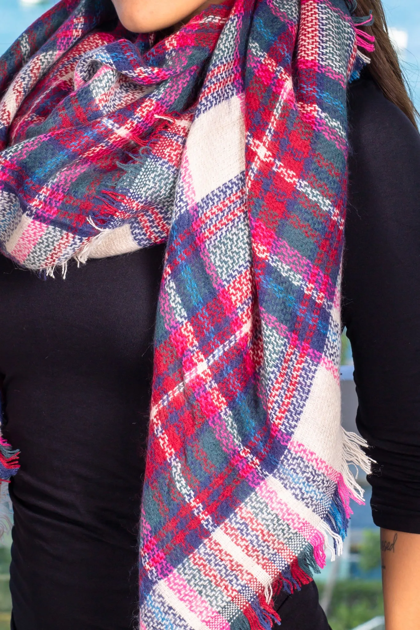 Multi Colored Plaid Scarf