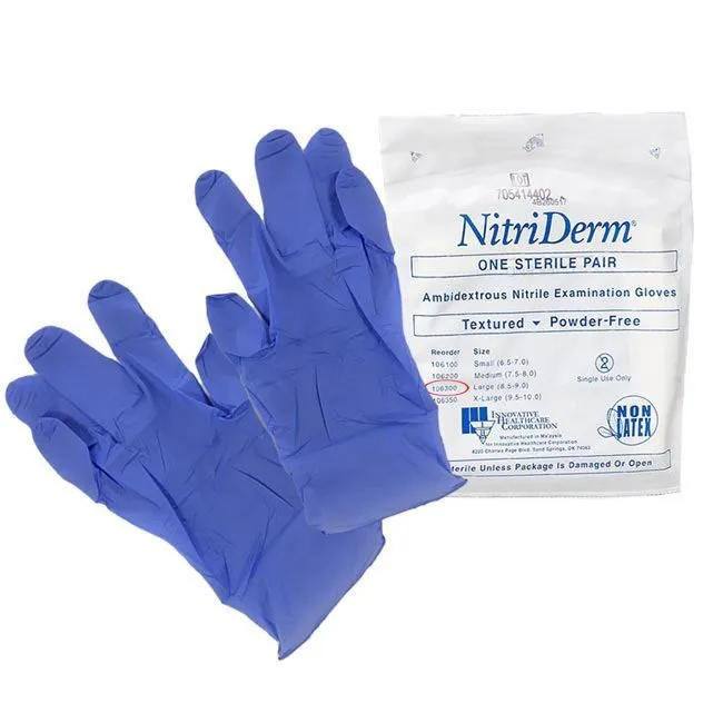 Nitriderm Sterile Nitrile Gloves Powder Free, 50 Pair Per Box