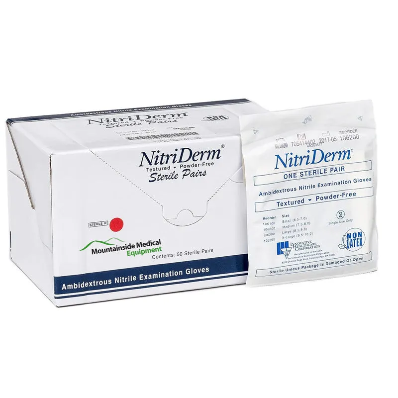 Nitriderm Sterile Nitrile Gloves Powder Free, 50 Pair Per Box