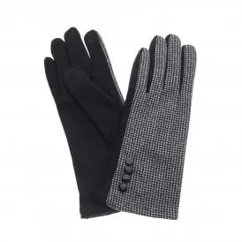 Park Lane Checked Gloves Black