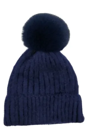 PomPom Hat in Navy