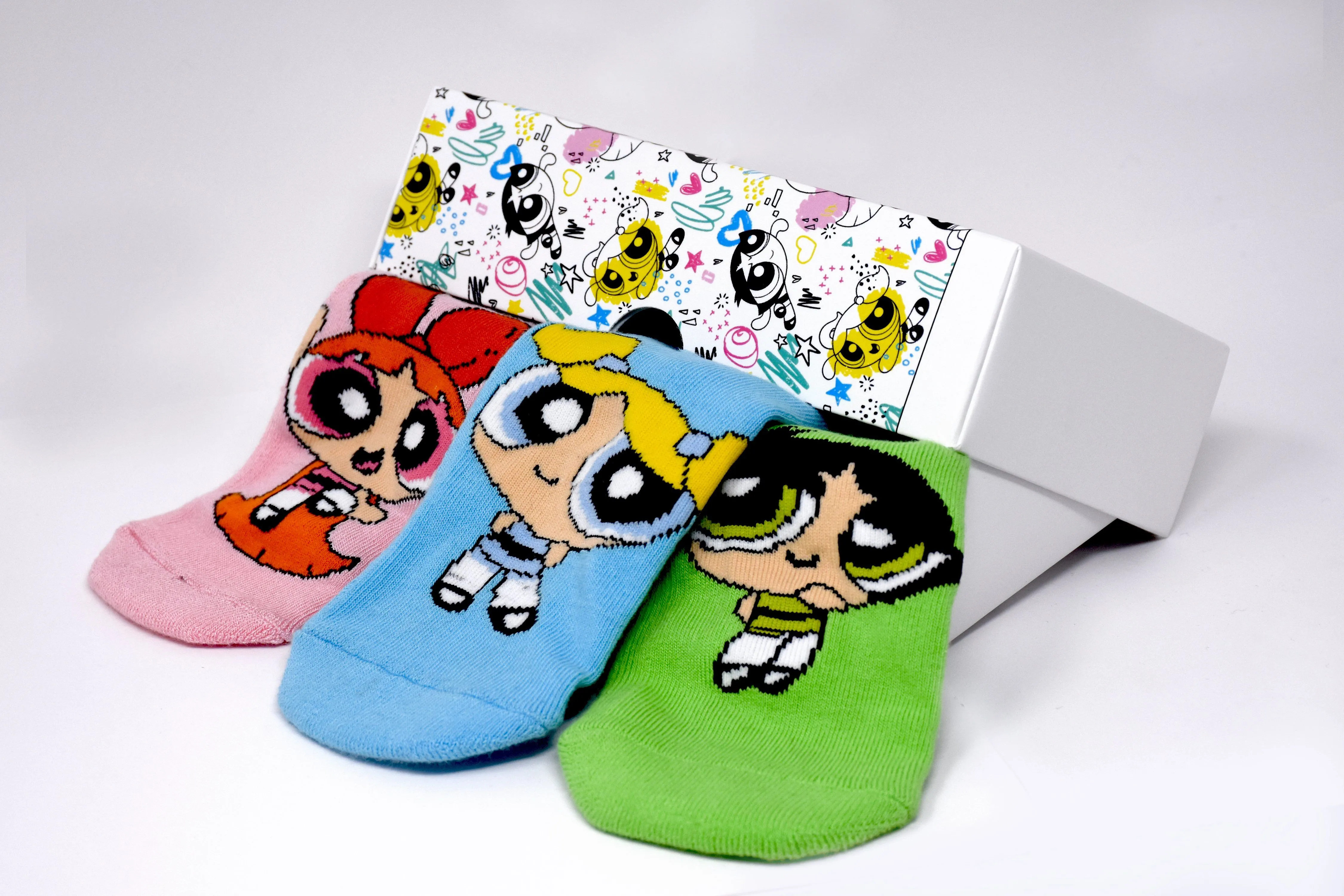 Powerpuff Girls By Balenzia Low Cut Socks for Kids (Pack of 3 Pairs/1U)