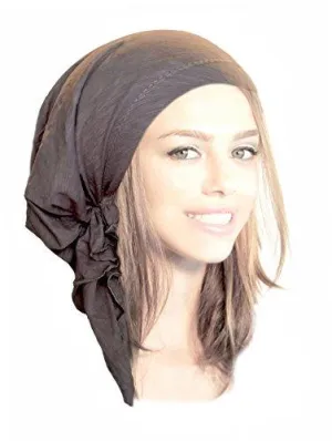 Pre-Tied Cotton Snood Wrap - Head Scarf Hat for Cancer and Chemo in 30 Different Colors and Patterns (Taupe short - 020)