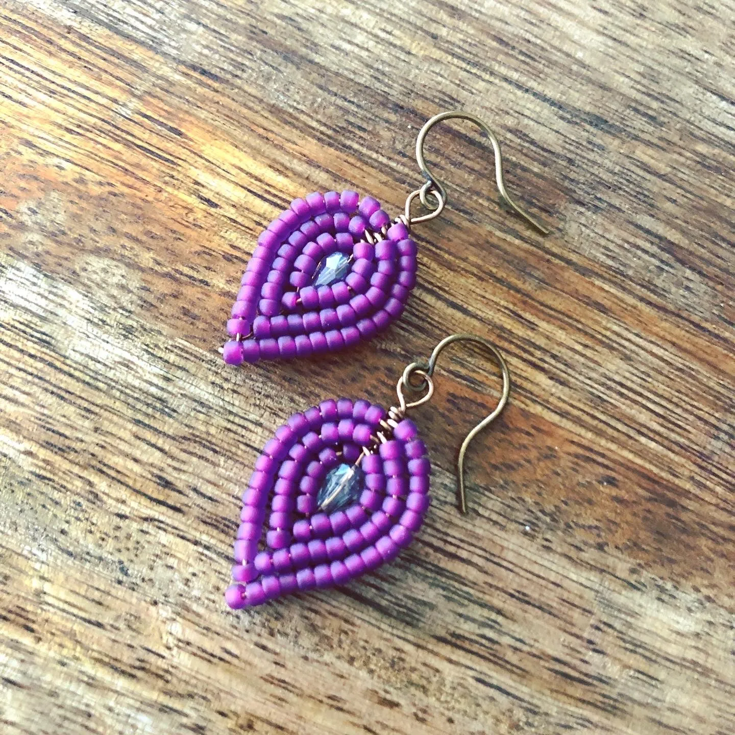 Small Beaded Petal Earrings