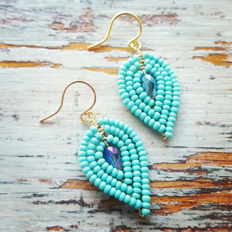 Small Beaded Petal Earrings