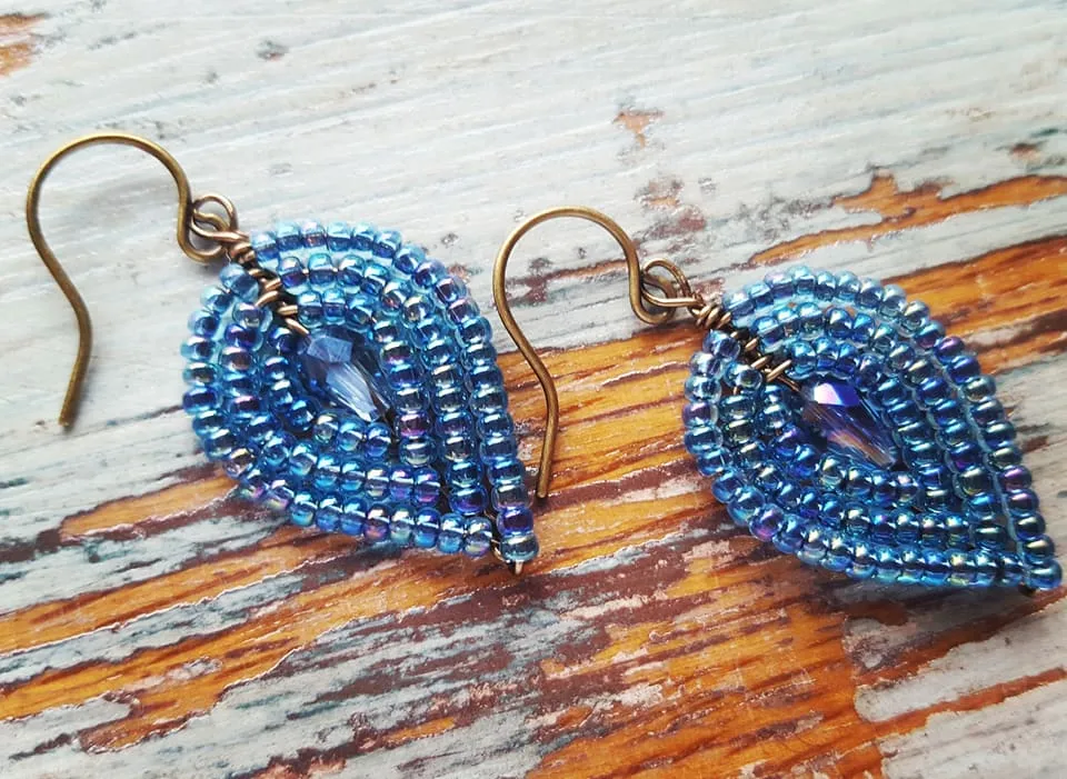 Small Beaded Petal Earrings