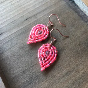 Small Beaded Petal Earrings