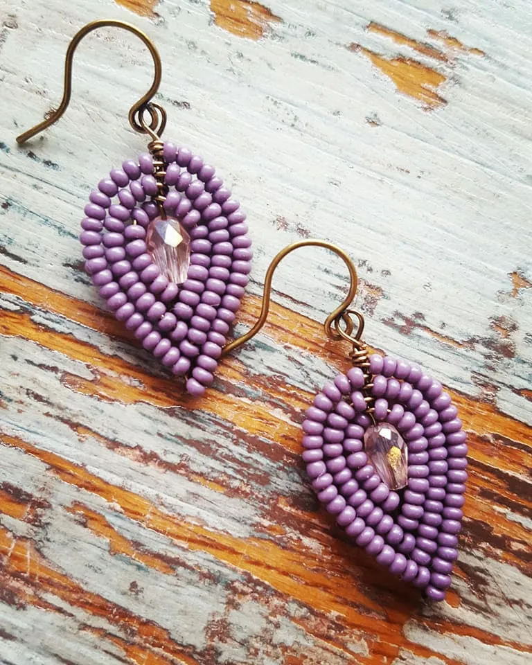 Small Beaded Petal Earrings