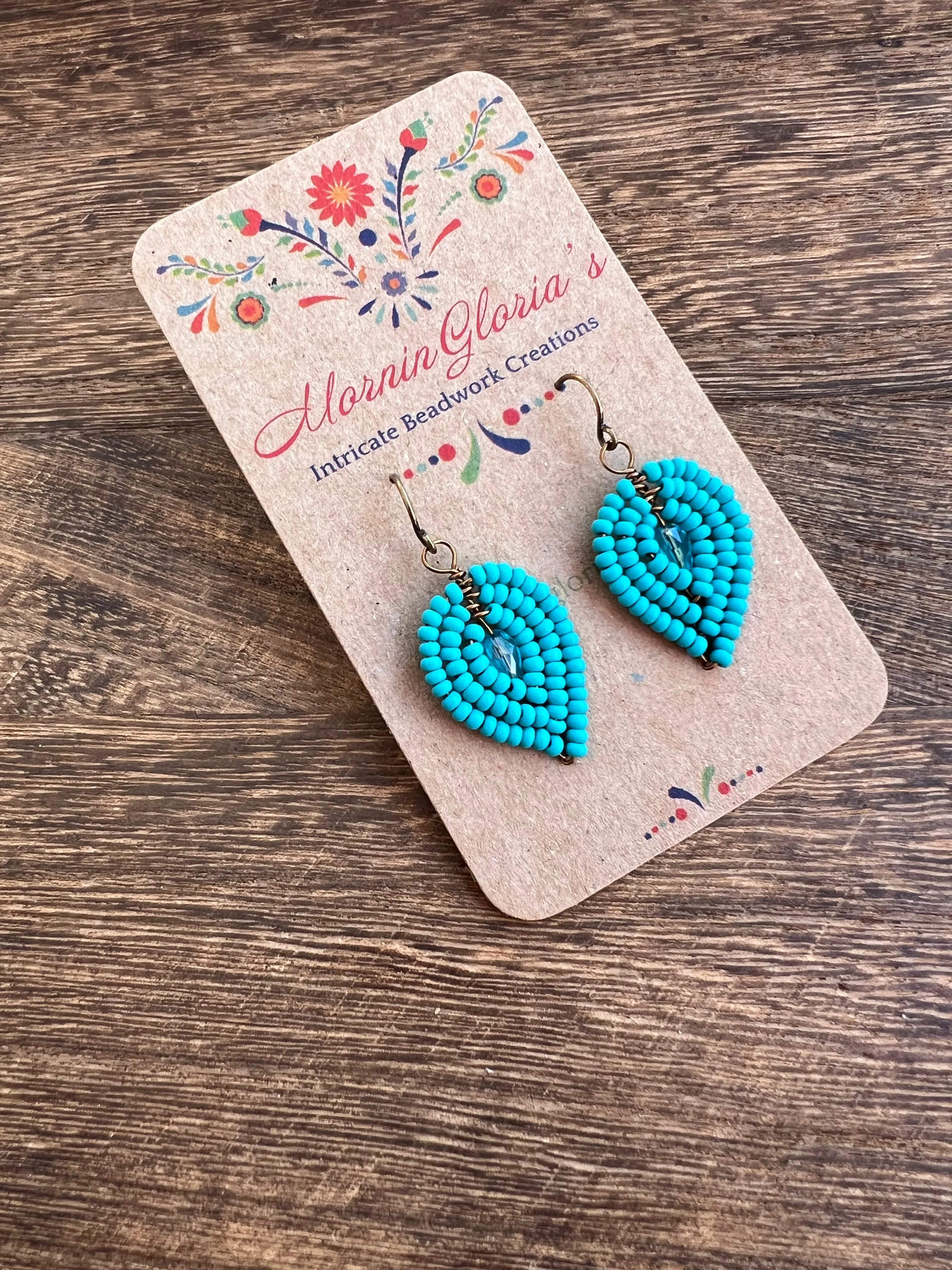 Small Beaded Petal Earrings