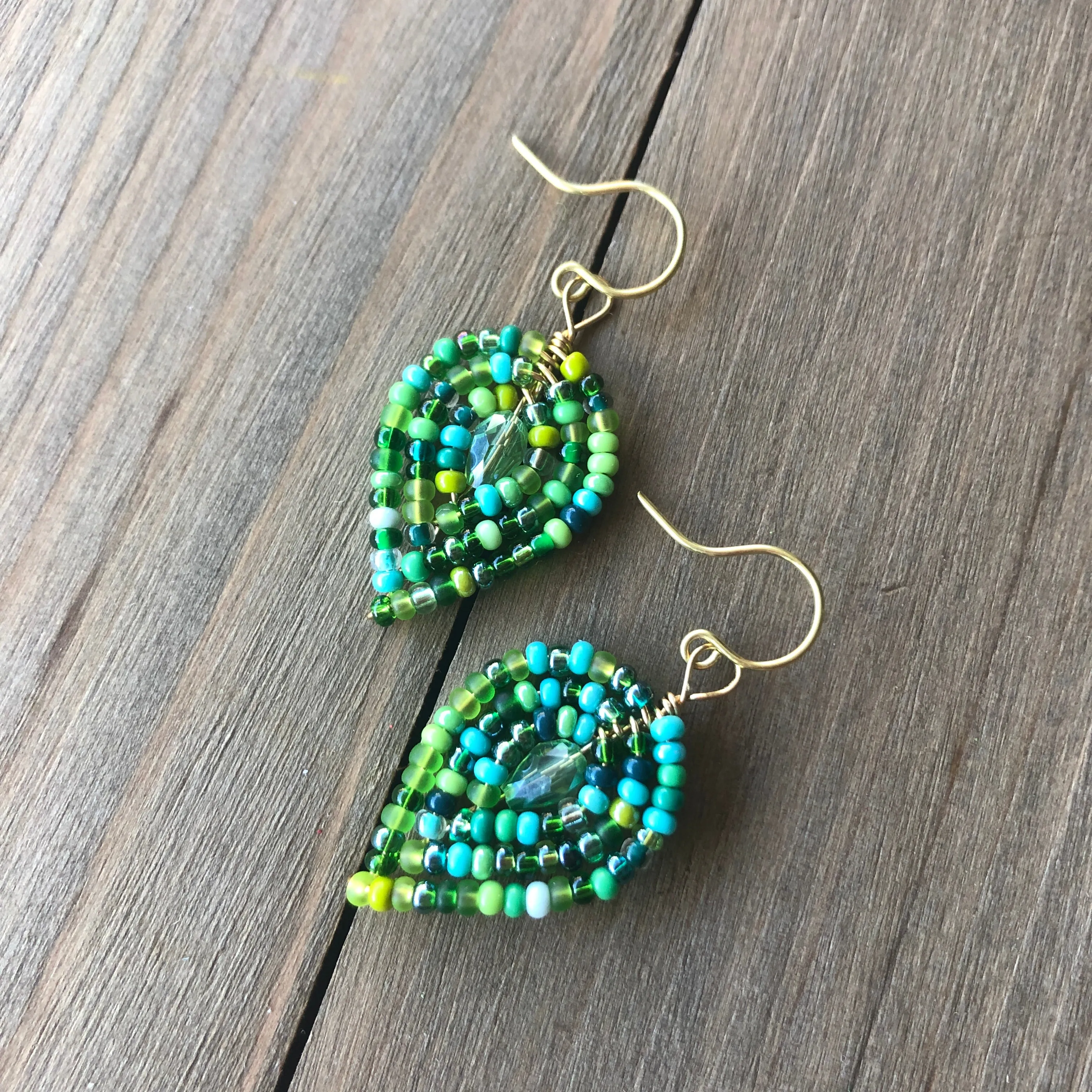 Small Beaded Petal Earrings