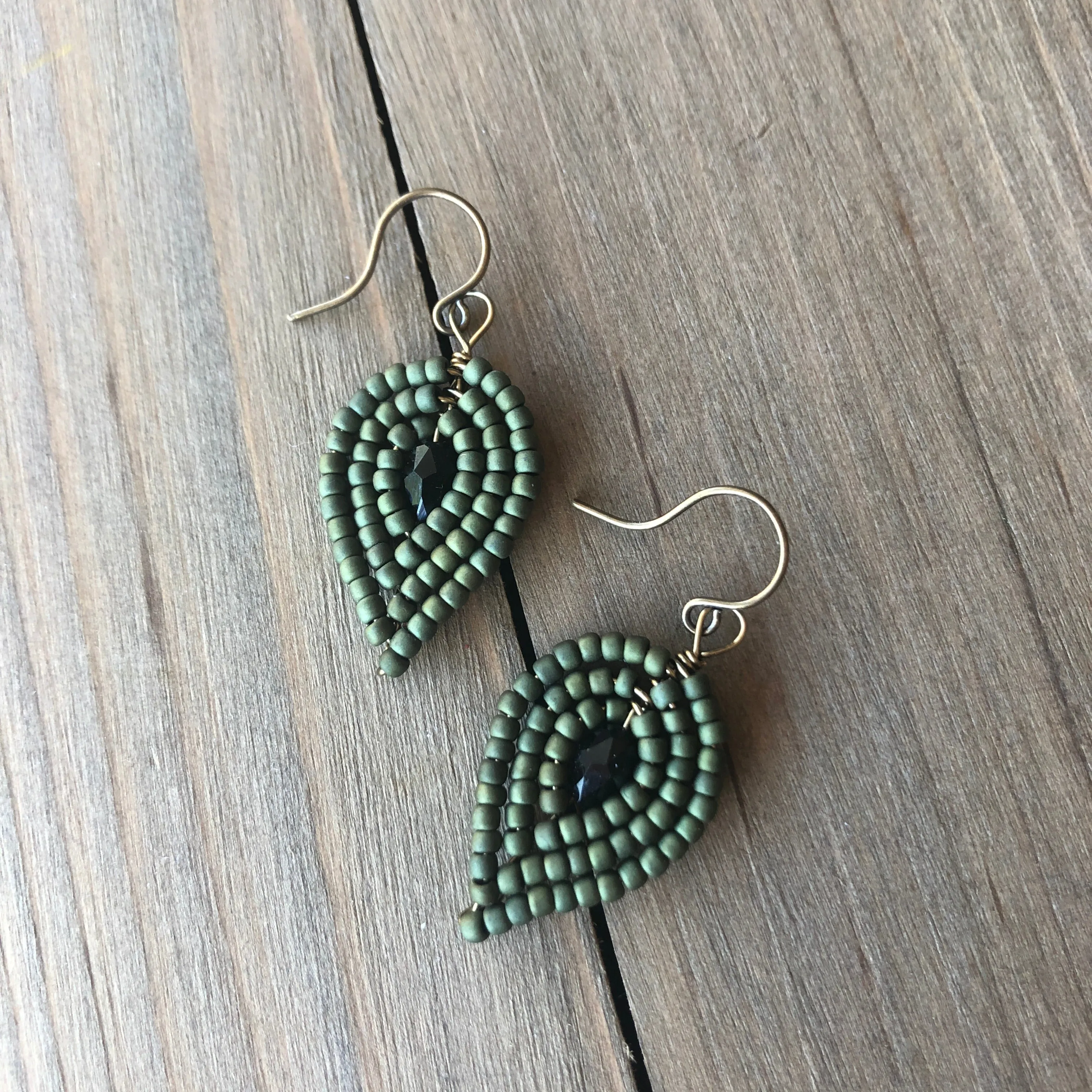 Small Beaded Petal Earrings