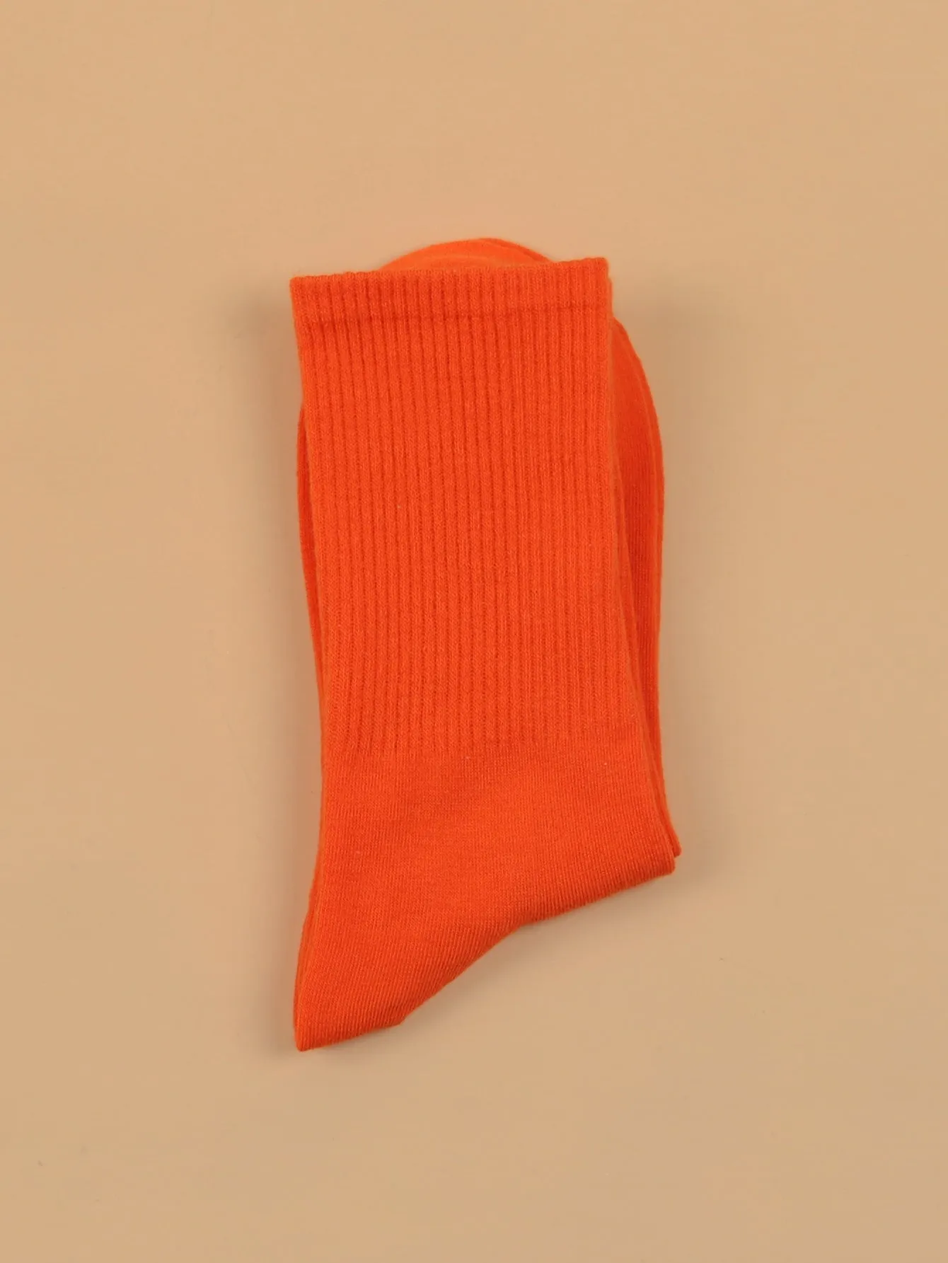 Solid Orange Crew Socks for Women Plain Socks Cozy Socks Fashion Socks